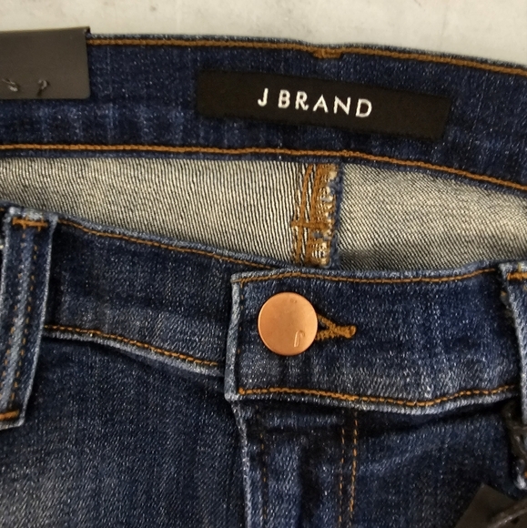 J Brand Capri Mid Rise Dark Blue Distressed Skinny Jeans 27 NWT - Picture 7 of 11